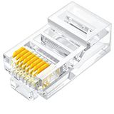 PrimeX Plus PX-CAT460 Cat6 RJ45 Konnektör, 100’lü Paket Cat6 Ethernet Jak Plug, Altın Kaplama 3 Tırnaklı RJ45 Kablo Ucu, Network LAN İnternet Kablosu Sonlandırma Konnektörü, Standart Cat6 Plug