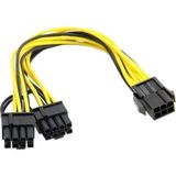 PrimeX PX-4302 6 Pin to 2x8 Pin PSU Ekran Kartı Güç Çevirici Kablo, PCI-E 6 Pin Dişi to 2 Adet 6+2 Pin Erkek GPU Power Splitter, 18AWG Bakır Mining Ekran Kartı Güç Kablosu, 20 cm