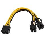 PrimeX PX-4302-8 8 Pin to 2x8 Pin PSU Ekran Kartı Güç Çevirici Kablo, PCI-E 8 Pin to 2 Adet 6+2 Pin GPU Power Splitter, 18AWG 20 cm Full Bakır Mining Ekran Kartı Güç Kablosu