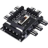 PrimeX PX-4336 3 Pin Girişli 8 Port 3pinFan Çoklayıcı Kart, IDE Molex Güç Girişli Kasa Fan Splitter, PC Bilgisayar Soğutma Sistemi İçin 8’li Fan Çoğaltıcı, Düşük Yüksek Anahtarlı Fan Bağlantı Kartı