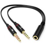 PrimeX PX-8005 Kulaklık Mikrofon Ayırıcı, 3.5 mm Jak 1 Dişi 2 Erkek Y Splitter, Tek Girişli Mikrofonlu Kulaklığı PC ve Laptopa Bağlama Çevirici