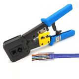 PrimeX PX-8060Y RJ45/RJ11 CAT6 Yeni Nesil Jak Pense, 8P8C RJ45 ve 6P4C RJ11 Uyumlu Network Telefon Kablo Ucu Sıkma Pensesi, Kablo Kesme Soyma Kilitli Yaylı Jak Çakma Pense