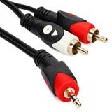 PrimeX PX-AUX3R 3 Metre 3.5mm AUX to 2 RCA Ses Kablosu, Telefon Laptop PC Tablet Ses Çıkışını Amfi Hoparlör TV Ses Sistemine Bağlama Kablosu, Kırmızı Beyaz RCA Stereo Audio Kablo