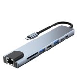 Primex Px-u520 4k@30hz Gri Metal Type-c To 4k Hdmı+usb 3.0+rj45+sd Kart+pd Şarj Çevirici Adaptör