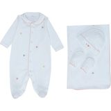 Princess Baby Beyaz 4lü Kalp Nakışlı Kız Bebek Hediye Seti - 0 - 3 Ay
