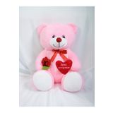 Princess Bear 75 cm Beyaz,Pembe,Kırmızı Peluş Sevgi Ayıcığı - Kırmızı Kalpli ve Gül Detaylı Oyuncak