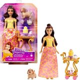 Princess Belle Tea Time Moda Bebek ve Oyun Seti, Çay Arabalı, 3 Karakter Arkadaşlar ve Yemek Akse