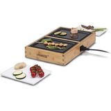Princess DINNER4BAMBU, Raclette, 2 Izgara ve 2 Servis Tabaklı Iki Masa Izgarası, 420W, 2m Kablo Uzunluğu, 104020 - Siyah