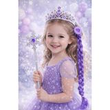 Prıncess Dream Taç & Asa Aksesuar Seti Saçlı Kartanesi Prensesi Taç Asa Seti - Mor