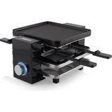 Princess Piano Raclette - 4 Kişiye Kadar, Çok Işlevli, 700 Watt, Ayarlanabilir Termostat, Dökme Alüminyum Plaka, 4 Tava ve Spatula, Plastik, Bpa Içermez, 162915 - Siyah