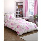 PRİNCESS PRENSES DESENLİ TEK KİŞİLİK KIZ ÇOCUK NEVRESİM TAKIMI %100 PAMUKLU RANFORCE KUMAŞ (Pembe)