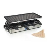 Princess Raclette Grill Deluxe - Çift Taraflı Izgara Plakası, Paslanmaz Çelik Gövde, 8 Kişilik, 1400 Watt, Termostat, 42X21 Cm, 162645