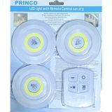 Princo Prınco 3lü Uzaktan Kumandalı Yapışkanlı Kablosuz LED Spot Lambalar - 8 - 10 W - Beyaz - Sarı - Günışığı