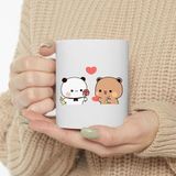 print dore Sevimli Bubu ve Dudu Kahve Kupa, Ayı Seramik Kupa, Panda Ayı Kupası, Sevimli,ingilizce kupa