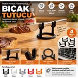 Print Zone Çok Amaçlı Bıçak ve Kalem Tutucu Stand - 4'lü Pratik Masaüstü Organizer ve Sunum Standı - Siyah
