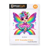 PRİNTCRAFT RENKLİ DÜŞLER ATÖLYESİ 25x25 cm Gökkuşağı Kız Modeli Ütü ile Yapışan DTF Transfer Baskı (A3)