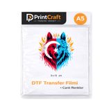 PRİNTCRAFT RENKLİ DÜŞLER ATÖLYESİ 8x10 cm Ayyıldız Kurt Modeli Ütü ile Yapışan DTF Transfer Baskı (A5)