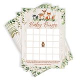 Printed Party Woodland Baby Shower Bingo Oyunu 50 Kart Orman Hayvanları Geyik Ayı Tilki (WDLAND-Bebek-Bingo)
