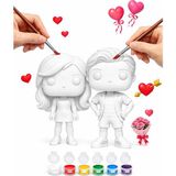 Printella Barbie & Ken Boyama Seti – 2 Figür + 6 Renk Akrilik Boya + 2 Fırça | Sevgililere Ve Çocuklara Özel