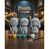 Printella Harry Potter Boyama Seti – 3 Figür, 6 Renk Boya, 2 Fırça – Kendin Boya Hobi ve Dekoratif Figür Seti