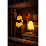 Printella LED Kitap Okuyan Hayalet & Kırmızı Balonlu Hayalet Dekoratif Gece Lambası Seti - Beyaz