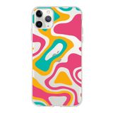 PrintiFy Apple iPhone 11 Pro ile Uyumlu Kapak Renkli Desen B Tasarımlı 1mm Fit Şeffaf Silikon Kılıf Turuncu