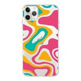 PrintiFy Apple iPhone 11 Pro Max ile Uyumlu Kapak Renkli Desen B Tasarımlı 1mm Fit Şeffaf Silikon Kılıf Turuncu