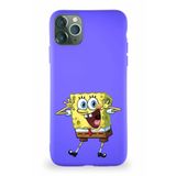 Printify Apple Iphone 11 Pro Max Soft Premier Kapak Sünger Bob Tasarımlı Silikon Mor Kılıf