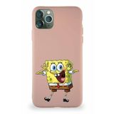 Printify Apple Iphone 11 Pro Max Soft Premier Kapak Sünger Bob Tasarımlı Silikon Pudra Kılıf