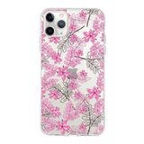 Printify Apple iPhone 11 Pro Max Uyumlu Kapak Floral Pembe Tasarımlı Şeffaf Silikon Kılıf