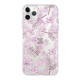 Printify Apple iPhone 11 Pro Max Uyumlu Kapak Floral Pudra Tasarımlı Şeffaf Silikon Kılıf