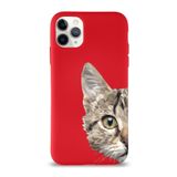 Printify Apple Iphone 11 Pro Max Uyumlu Lansman Catface Tasarımlı Içi Kadife Kapak-Kırmızı Kılıf