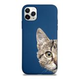 Printify Apple Iphone 11 Pro Max Uyumlu Lansman Catface Tasarımlı Içi Kadife Kapak-Lacivert Kılıf