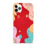 Printify Apple Iphone 11 Pro Max Uyumlu Lansman Karışık Renkler Tasarımlı Içi Kadife Kapak-Kırmızı Kılıf