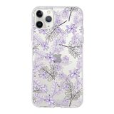 Printify Apple Iphone 11 Pro Uyumlu Kapak Floral Lila Tasarımlı Şeffaf Silikon Kılıf