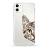Printify Apple iPhone 11 Uyumlu Kapak Catface Tasarımlı 1mm Fit Şeffaf Silikon Kılıf