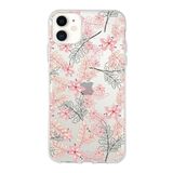 Printify Apple iPhone 11 Uyumlu Kapak Floral Kırmızı Tasarımlı Şeffaf Silikon Kılıf