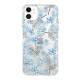 Printify Apple iPhone 11 Uyumlu Kapak Floral Mavi Tasarımlı Şeffaf Silikon Kılıf