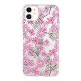 Printify Apple iPhone 11 Uyumlu Kapak Floral Pembe Tasarımlı Şeffaf Silikon Kılıf