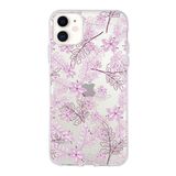 Printify Apple iPhone 11 Uyumlu Kapak Floral Pudra Tasarımlı Şeffaf Silikon Kılıf
