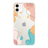 Printify Apple iPhone 11 Uyumlu Kapak Karışık Renkler Tasarımlı 1mm Fit Şeffaf Silikon Kılıf
