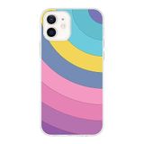 PrintiFy Apple iPhone 12 Mini ile Uyumlu Kapak Renk Cümbüşü B Tasarımlı 1mm Fit Şeffaf Silikon Kılıf Mor