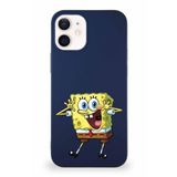 Printify Apple Iphone 12 Mini Soft Premier Kapak Sünger Bob Tasarımlı Silikon Kılıf - Lacivert