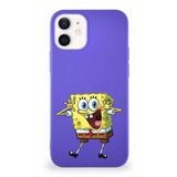 Printify Apple Iphone 12 Mini Soft Premier Kapak Sünger Bob Tasarımlı Silikon Kılıf - Mor