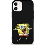 Printify Apple Iphone 12 Mini Soft Premier Kapak Sünger Bob Tasarımlı Silikon Kılıf - Siyah