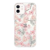 Printify Apple iPhone 12 Mini Uyumlu Kapak Floral Kırmızı Tasarımlı Şeffaf Silikon Kılıf