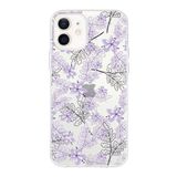 Printify Apple iPhone 12 Mini Uyumlu Kapak Floral Lila Tasarımlı Şeffaf Silikon Kılıf