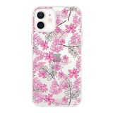 Printify Apple iPhone 12 Mini Uyumlu Kapak Floral Pembe Tasarımlı Şeffaf Silikon Kılıf