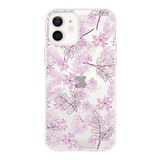 Printify Apple iPhone 12 Mini Uyumlu Kapak Floral Pudra Tasarımlı Şeffaf Silikon Kılıf
