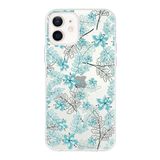 Printify Apple iPhone 12 Mini Uyumlu Kapak Floral Su Yeşili Tasarımlı Şeffaf Silikon Kılıf